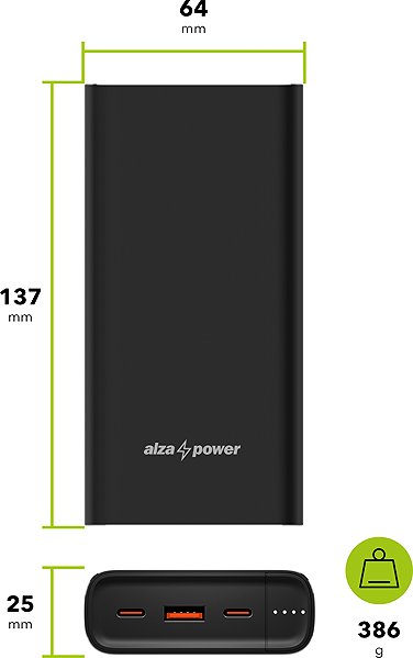 Power Bank AlzaPower Metal Gen2 20000mAh Power Delivery (22,5W) black ...