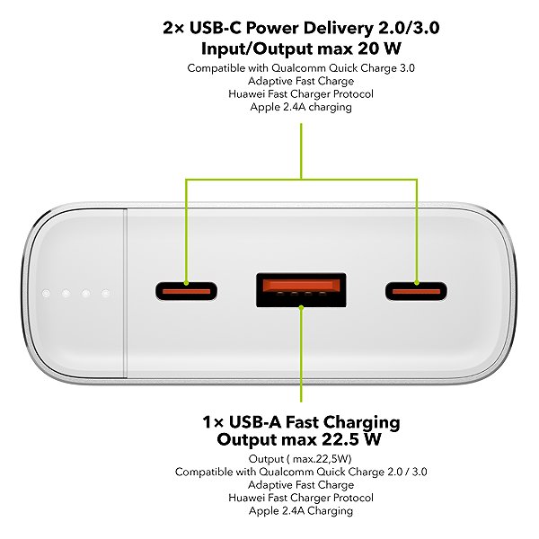 Power Bank AlzaPower Metal Gen2 20000mAh Power Delivery (22,5W) silver ...