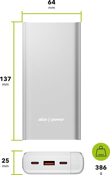 Power Bank AlzaPower Metal Gen2 20000mAh Power Delivery (22,5W) silver ...