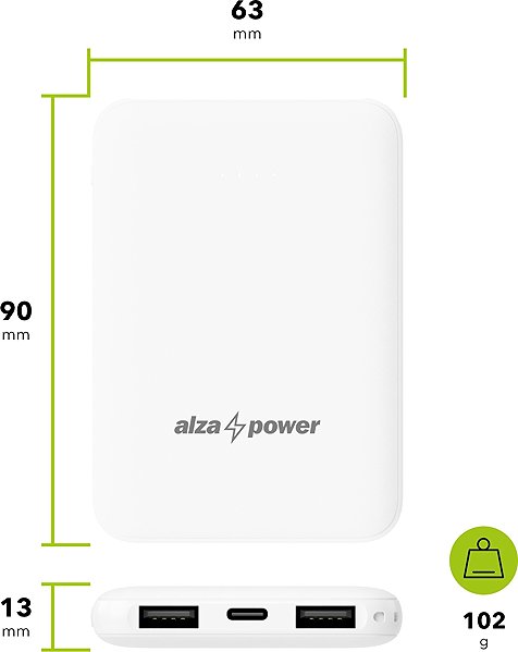 Power Bank AlzaPower Onyx Gen2 5000mAh (12W) white ...
