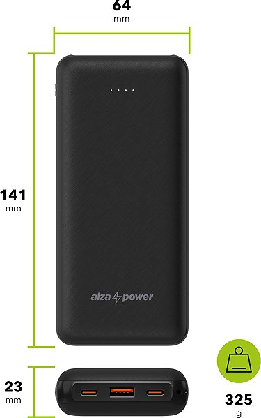 Power Bank AlzaPower Onyx Gen2 20000mAh Power Delivery (22.5W) black ...