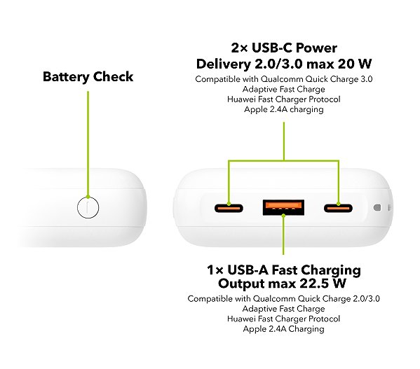 Power Bank AlzaPower Onyx Gen2 20000mAh Power Delivery (22.5W) white ...