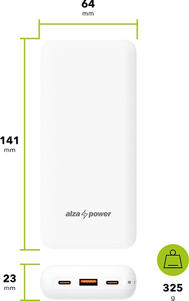Power Bank AlzaPower Onyx Gen2 20000mAh Power Delivery (22.5W) white ...
