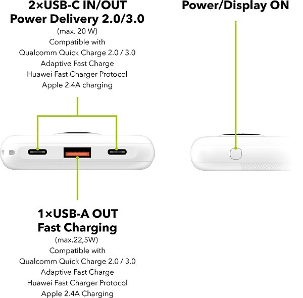 Power Bank AlzaPower Garnet 10000mAh Power Delivery (22,5W) white ...