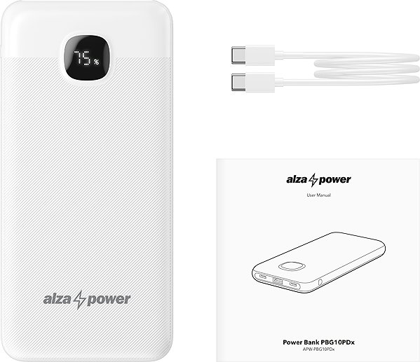 Power Bank AlzaPower Garnet 10000mAh Power Delivery (22,5W) white ...