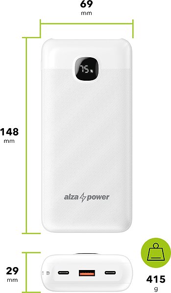 Power Bank AlzaPower Garnet 20000mAh Power Delivery (22,5W) white ...