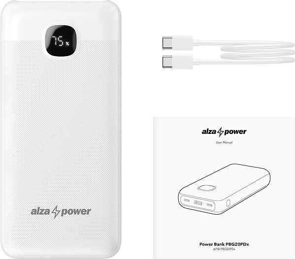 Power Bank AlzaPower Garnet 20000mAh Power Delivery (22,5W) white ...