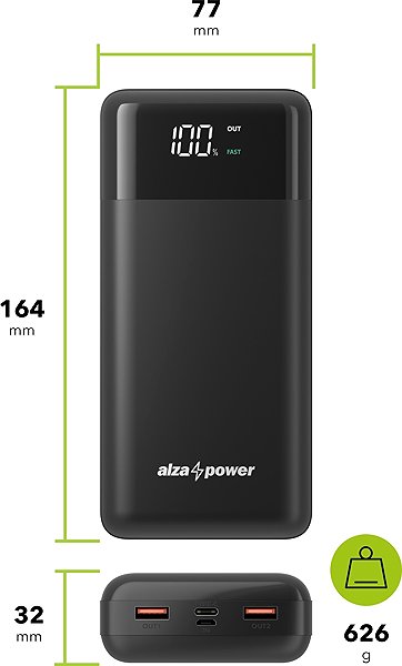 Power Bank AlzaPower Parade 30000mAh Power Delivery (20W) black ...
