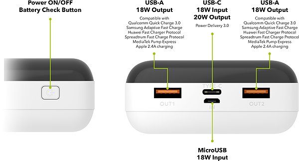 Power Bank AlzaPower Parade 30000mAh Power Delivery (20W) white ...