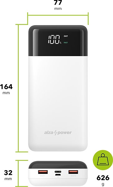 Power Bank AlzaPower Parade 30000mAh Power Delivery (20W) white ...