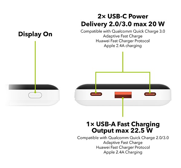 Power Bank AlzaPower Parade Gen2 10000mAh Power Delivery (22.5W) white ...