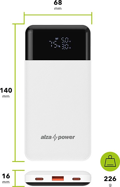 Power Bank AlzaPower Parade Gen2 10000mAh Power Delivery (22.5W) white ...