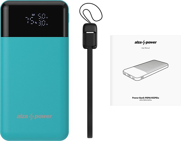 Power Bank AlzaPower Parade Gen2 10000mAh Power Delivery (22.5W) turquoise ...