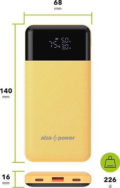 Power Bank AlzaPower Parade Gen2 10000mAh Power Delivery (22.5W) yellow ...