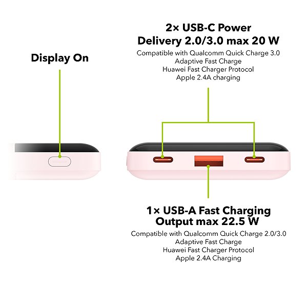 Power Bank AlzaPower Parade Gen2 10000mAh Power Delivery (22.5W) pink ...