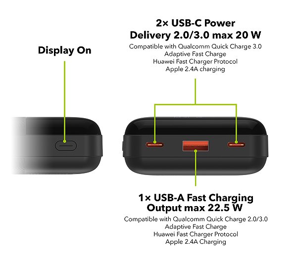Power Bank AlzaPower Parade Gen2 20000mAh Power Delivery (22.5W) black ...