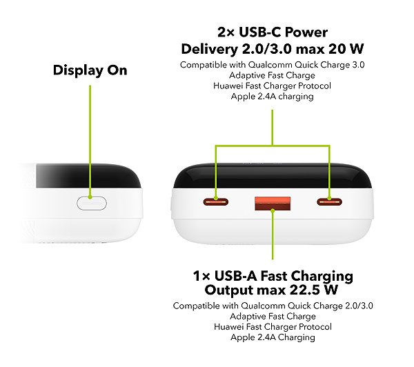 Power Bank AlzaPower Parade Gen2 20000mAh Power Delivery (22,5W) white ...