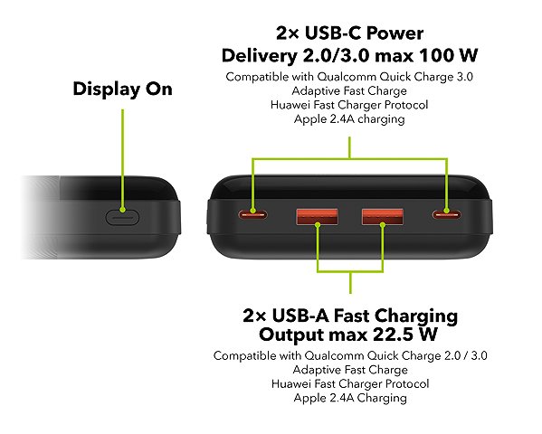 Power Bank AlzaPower Parade Gen2 27000mAh Power Delivery (100W) black ...
