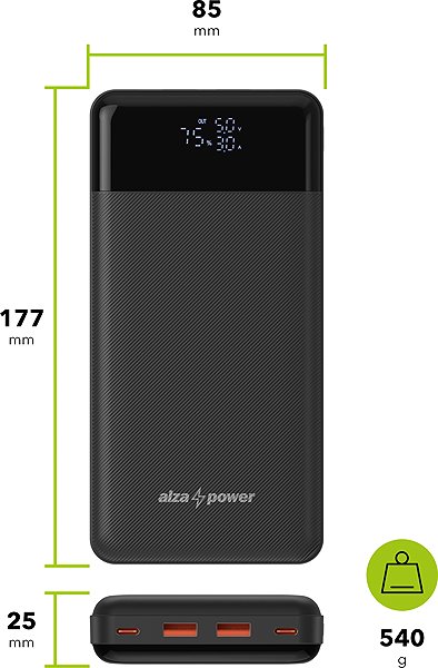 Power Bank AlzaPower Parade Gen2 27000mAh Power Delivery (100W) black ...