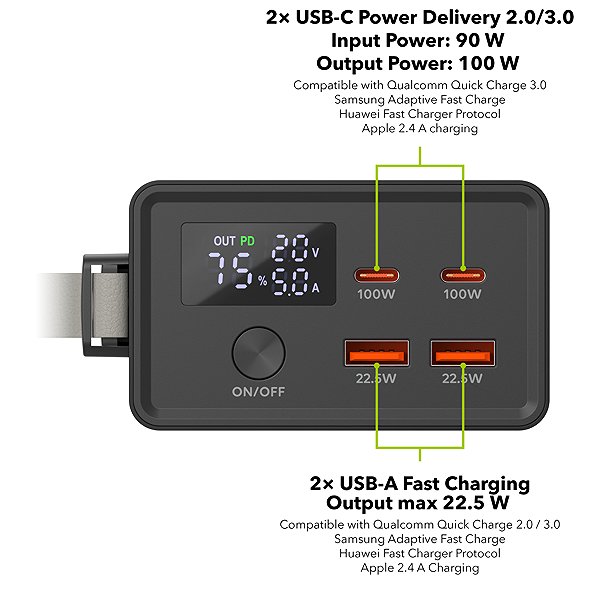 Power Bank AlzaPower BigFoot 50000mAh Power Delivery (100W) black ...