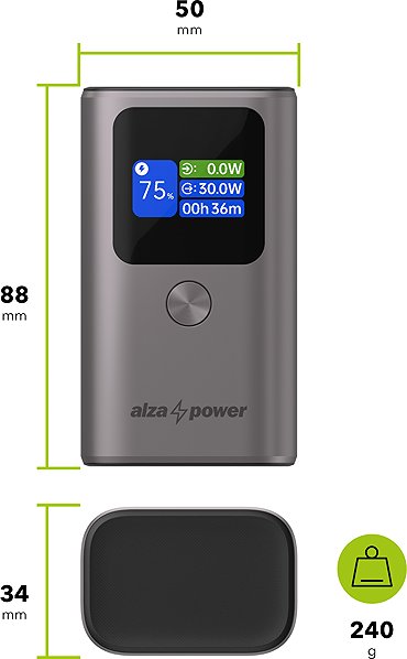 Power Bank AlzaPower Vision 10000mAh Power Delivery (30W) silver ...