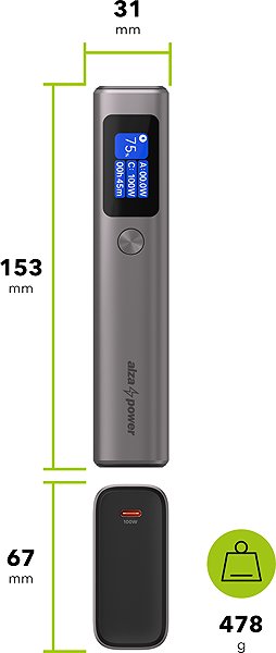 Power Bank AlzaPower Vision 20000mAh Power Delivery (100W) silver ...