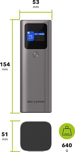 Power Bank AlzaPower Vision 27600mAh Power Delivery (140W) silver ...
