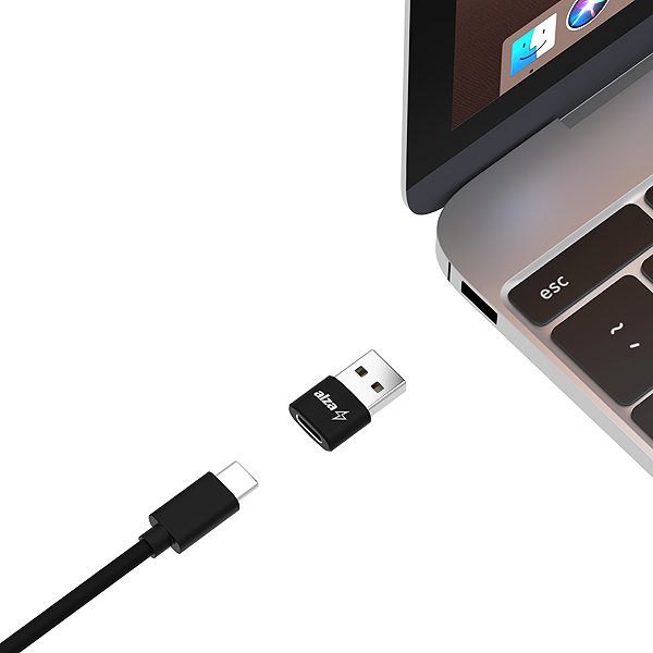 Adapter AlzaPower USB-A (M) to USB-C (F) 2.0 OTG black ...