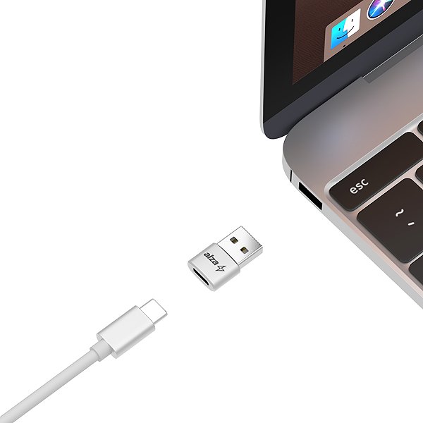 Adapter AlzaPower USB-A (M) to USB-C (F) 2.0 OTG space gray ...