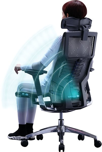 Office Chair ANTARES Pofit Dark Grey Frame, Silver Net with Drawing Features/technology