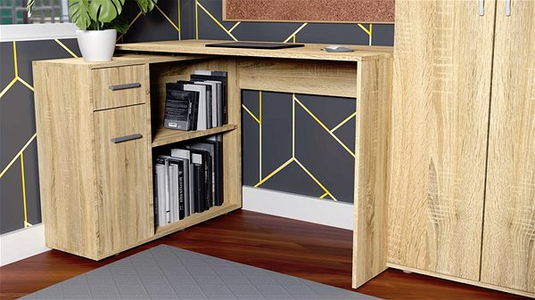 Schreibtisch ARTENAT Elena, 120 cm, Ecke, Eiche Sonoma ...