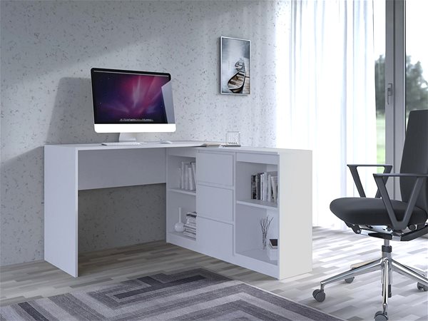 Schreibtisch ARTENAT Plus II, 120 cm, mit Bücherregal, weiß ...