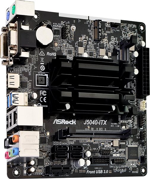 Motherboard ASROCK J5040-ITX Lateral view