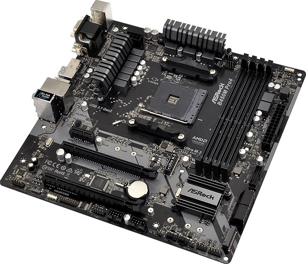 Motherboard ASROCK B450M Pro4 Lateral view