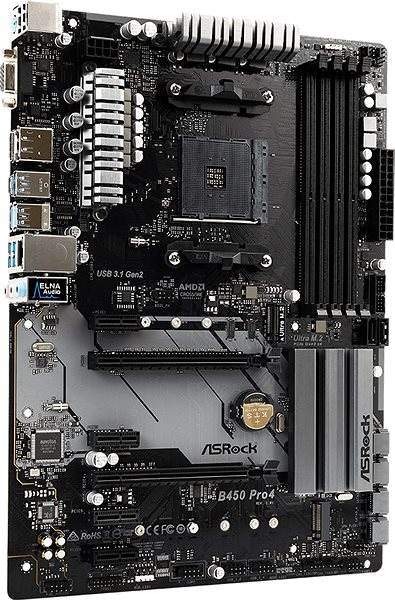 Motherboard ASROCK B450 Pro4 Lateral view