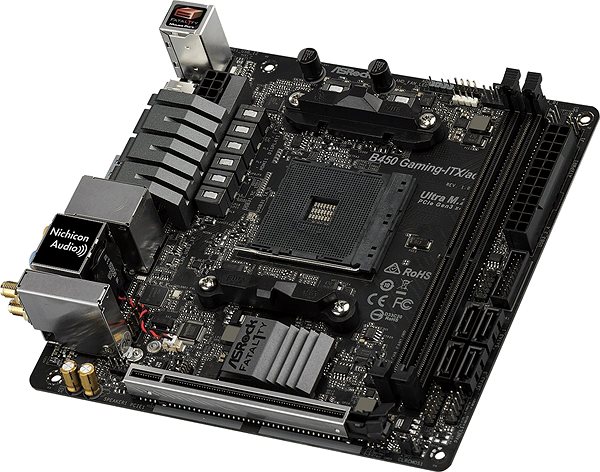 Motherboard ASROCK Fatal1ty B450 Gaming-ITX/ac Lateral view