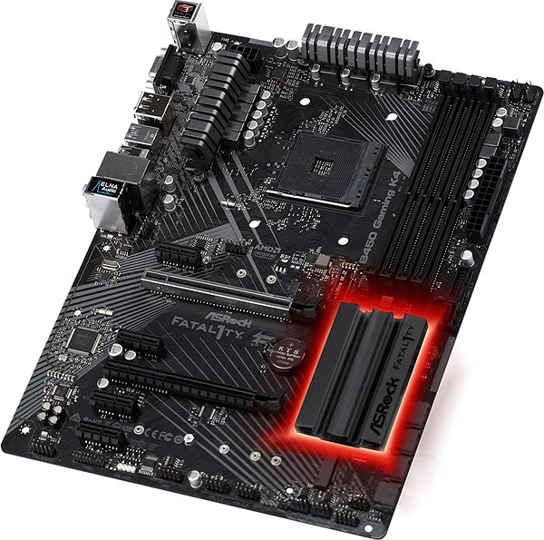 Motherboard ASROCK Fatal1ty B450 Gaming K4 Seitlicher Anblick