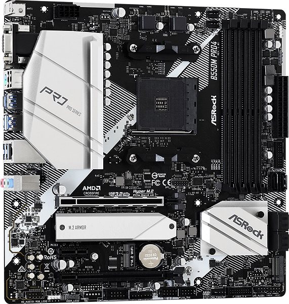 Motherboard ASROCK B550M Pro4 Lateral view
