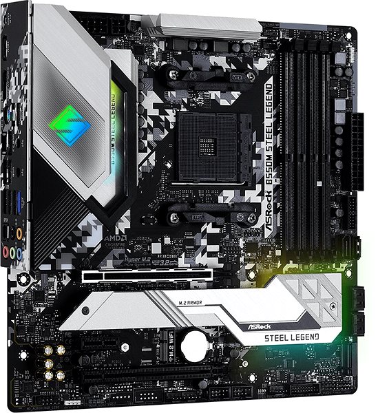 Motherboard ASROCK B550M Steel Legend Lateral view