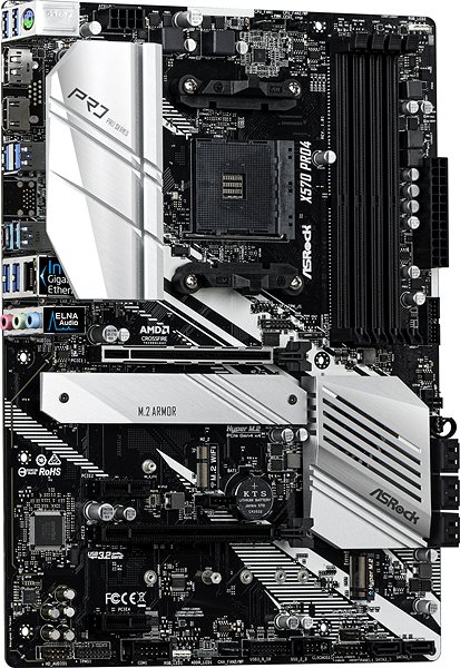 Motherboard ASRock X570 PRO4 Seitlicher Anblick