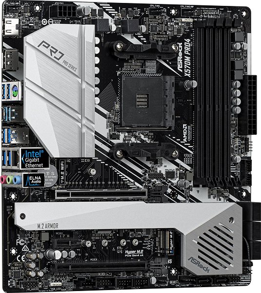 Motherboard ASRock X570M PRO4 Lateral view