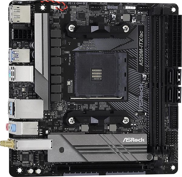 Motherboard ASROCK A520M-ITX/AC Lateral view