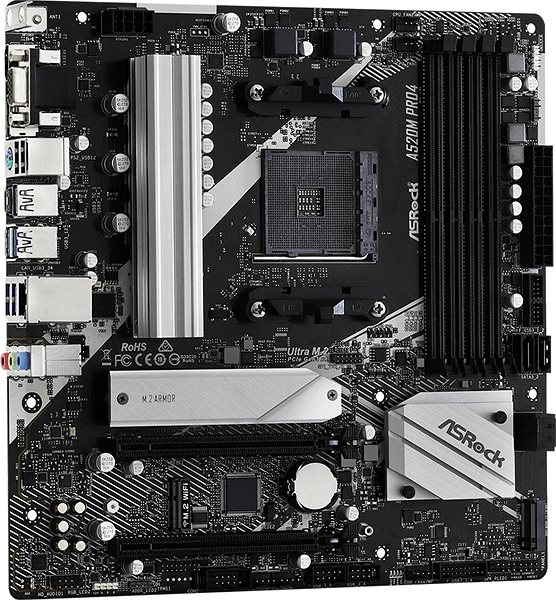 Motherboard ASROCK A520M PRO4 Seitlicher Anblick