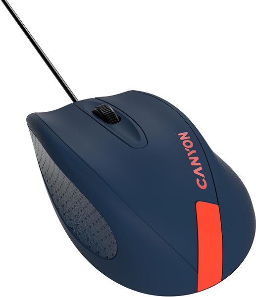 Myš CANYON myš drôtová M-11, 3 tlačidlá, 1000 dpi, pogumovaný povrch, modrá - červené logo ...