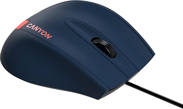Myš CANYON myš drôtová M-11, 3 tlačidlá, 1000 dpi, pogumovaný povrch, modrá - červené logo ...