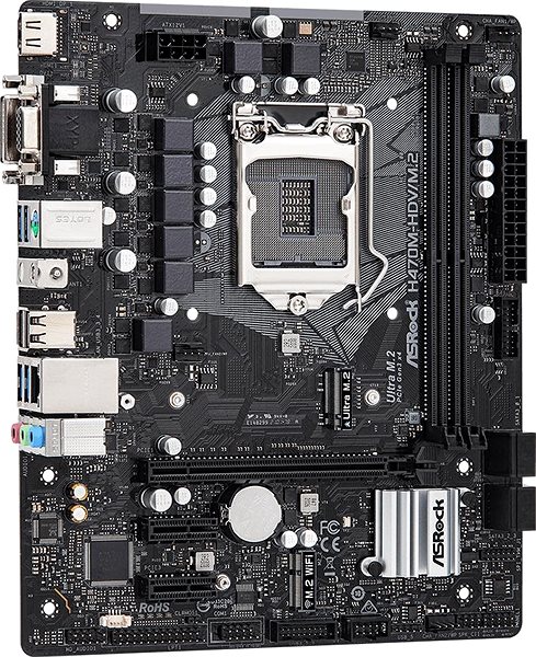 Motherboard ASROCK H470M-HDV/M.2 Seitlicher Anblick