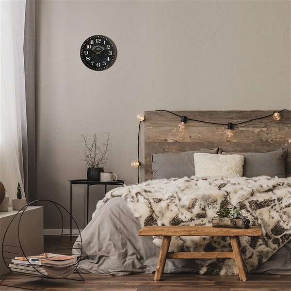Wall Clock Atmosphera Wooden wall clock, black wall clock, 38 cm ...