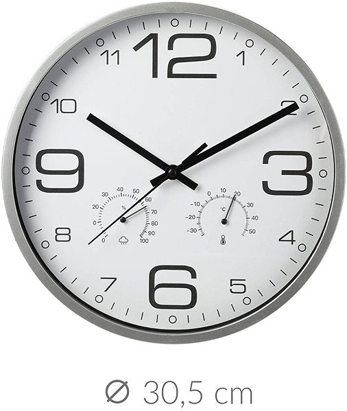 Wall Clock Home Styling Collection Wall clock with weather station function, diameter 30,5 cm ...