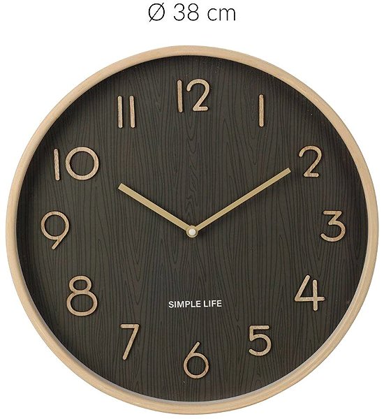 Wall Clock Home Styling Collection Wall Clock with wooden design, 38 x 5 cm, brown ...