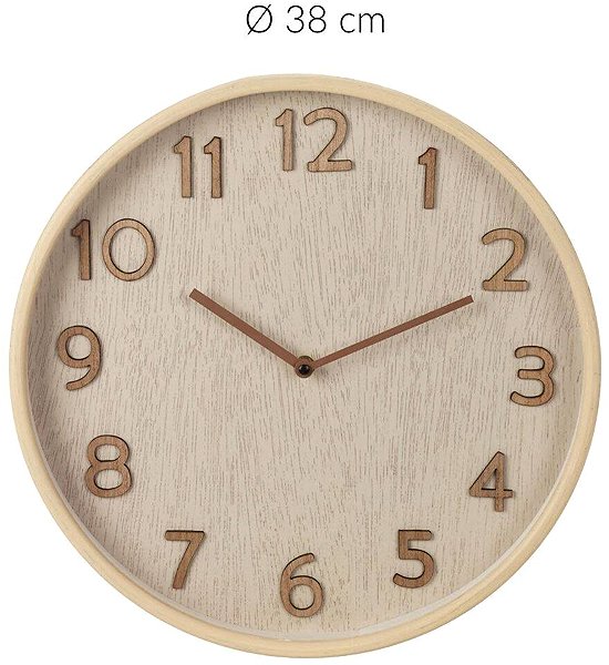 Wall Clock Home Styling Collection Wall Clock with wooden design, 38 x 5 cm, beige ...